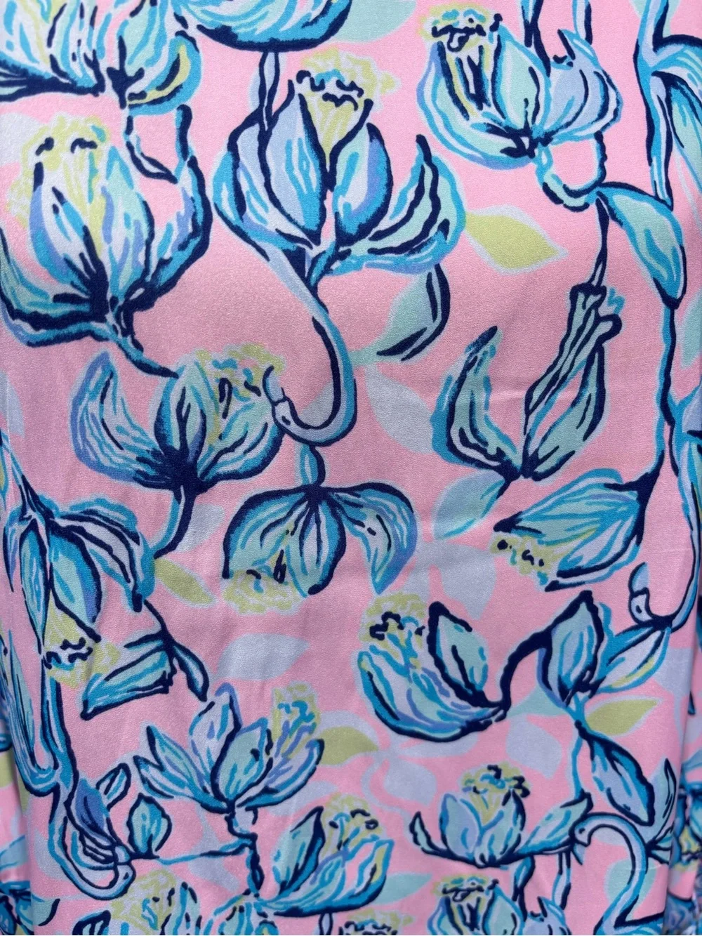 Lilly Pulitzer Pink, Blue & Yellow Abstract Floral Top Vacation Resort Coastal